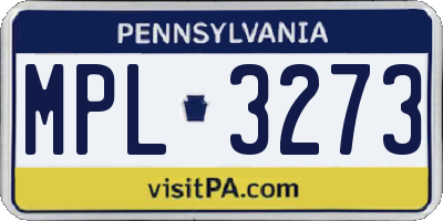 PA license plate MPL3273