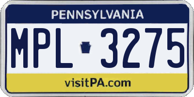 PA license plate MPL3275