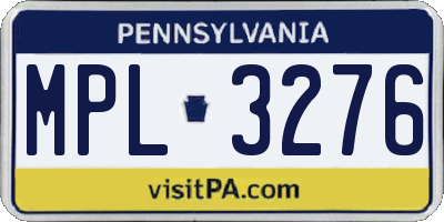 PA license plate MPL3276