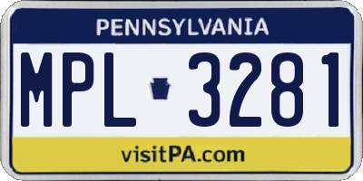 PA license plate MPL3281