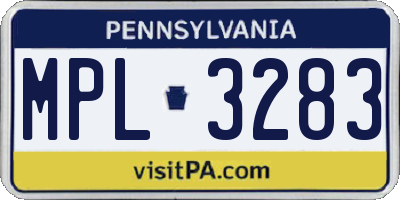PA license plate MPL3283