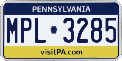 PA license plate MPL3285