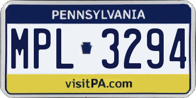 PA license plate MPL3294
