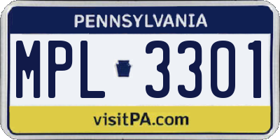 PA license plate MPL3301