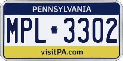 PA license plate MPL3302