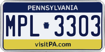 PA license plate MPL3303