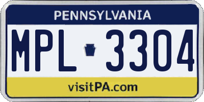 PA license plate MPL3304
