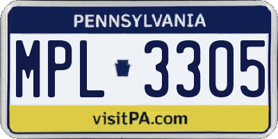 PA license plate MPL3305