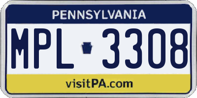 PA license plate MPL3308