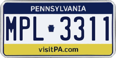 PA license plate MPL3311