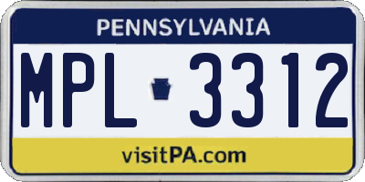 PA license plate MPL3312