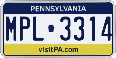 PA license plate MPL3314