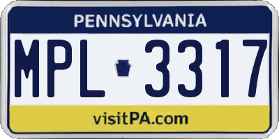 PA license plate MPL3317