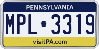 PA license plate MPL3319