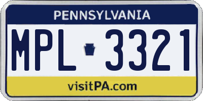 PA license plate MPL3321
