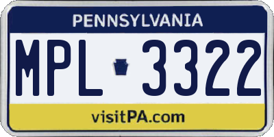 PA license plate MPL3322