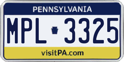 PA license plate MPL3325