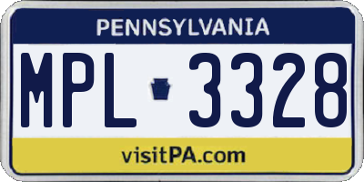 PA license plate MPL3328