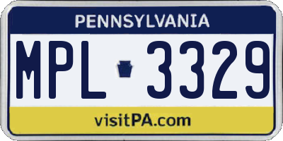 PA license plate MPL3329