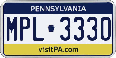 PA license plate MPL3330