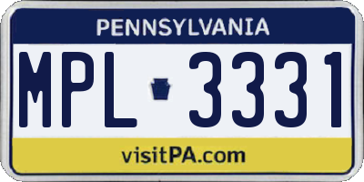 PA license plate MPL3331