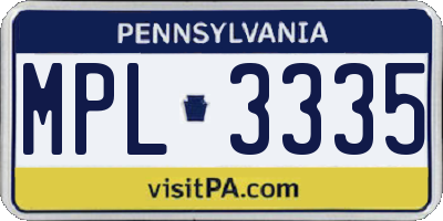 PA license plate MPL3335