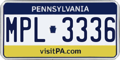 PA license plate MPL3336