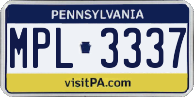 PA license plate MPL3337