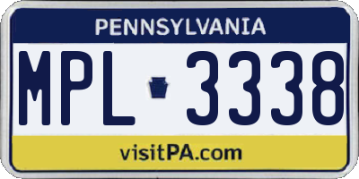 PA license plate MPL3338