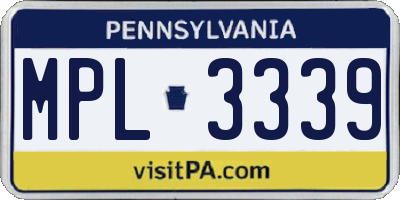 PA license plate MPL3339