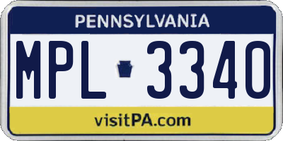 PA license plate MPL3340