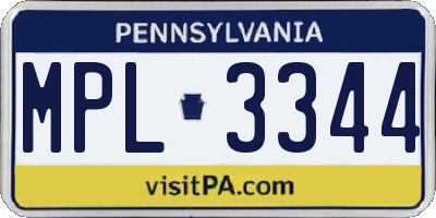 PA license plate MPL3344
