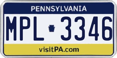 PA license plate MPL3346