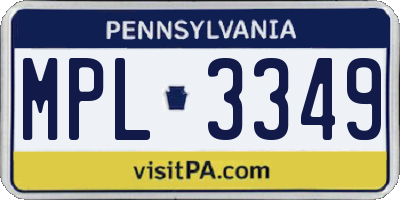 PA license plate MPL3349