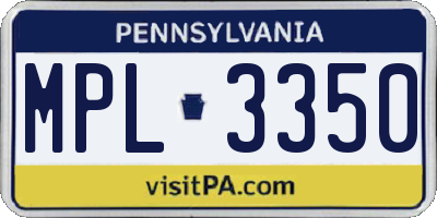 PA license plate MPL3350