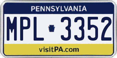 PA license plate MPL3352