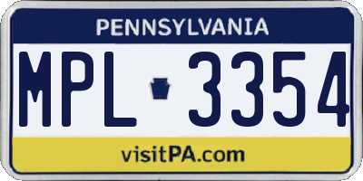 PA license plate MPL3354