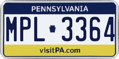 PA license plate MPL3364