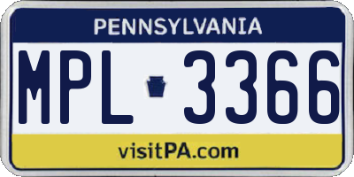 PA license plate MPL3366