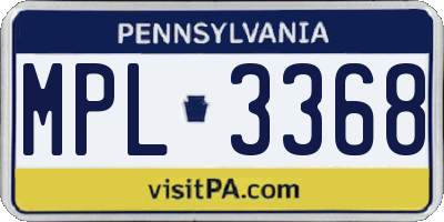 PA license plate MPL3368