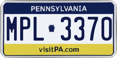 PA license plate MPL3370