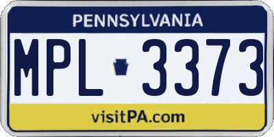 PA license plate MPL3373