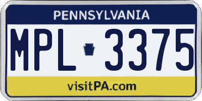 PA license plate MPL3375
