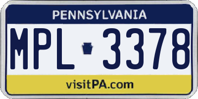 PA license plate MPL3378