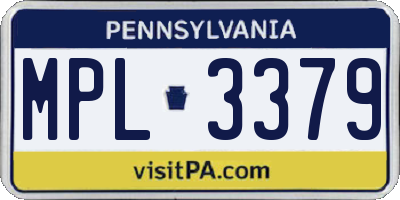 PA license plate MPL3379
