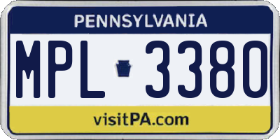 PA license plate MPL3380
