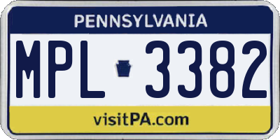 PA license plate MPL3382