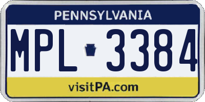 PA license plate MPL3384