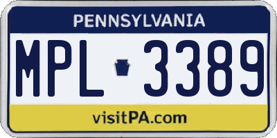 PA license plate MPL3389