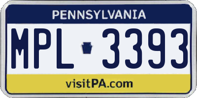 PA license plate MPL3393